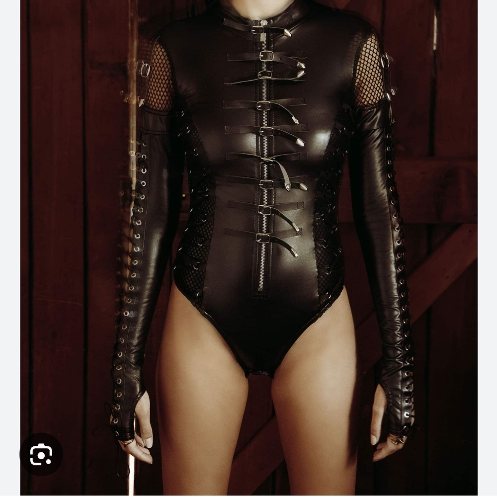 Blackmilk Black Buckle and Mesh Bodysuit